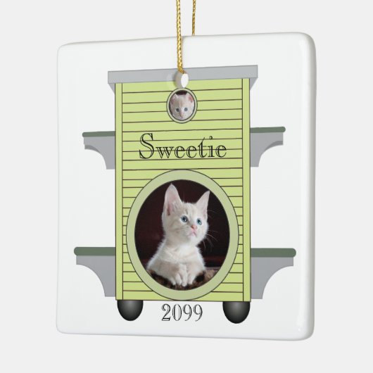 Kitten Catアップロード写真キャットハウスフレーム セラミックオーナメント (左)