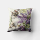 Kitten Cat Lavender Flowers窓陽光 クッション (裏面)
