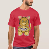 Kitten Cat With Gaming Controller I Funny Gaming f Tシャツ (正面)