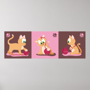 Kitten copper cats panorama picture ポスター
