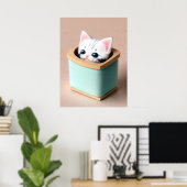 Kitten Delight: Snuggle Bowl Moment Captured ポスター (ホームオフィス)