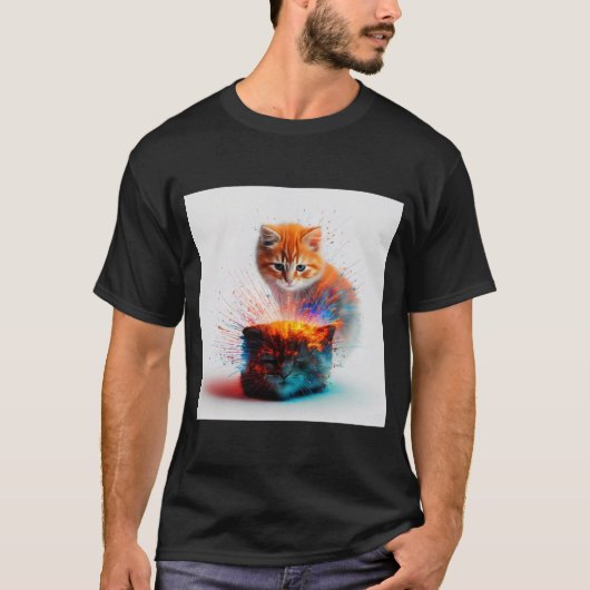 Kitten Energy Burst：猫のカラフルデュオ Tシャツ (正面)