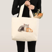 Kitten Family Cuddle Portrait - Tote ラージトートバッグ (正面(商品))