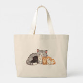 Kitten Family Cuddle Portrait - Tote ラージトートバッグ (裏面)