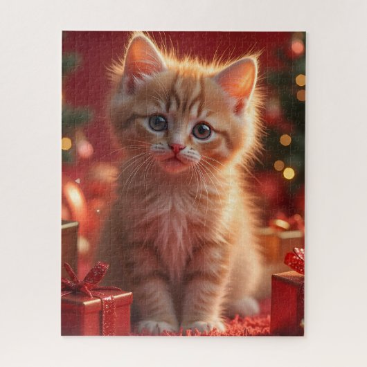 KITTEN GINGER CAT CHRISTMAS JIGSAW PUZZLE ジグソーパズル (縦)