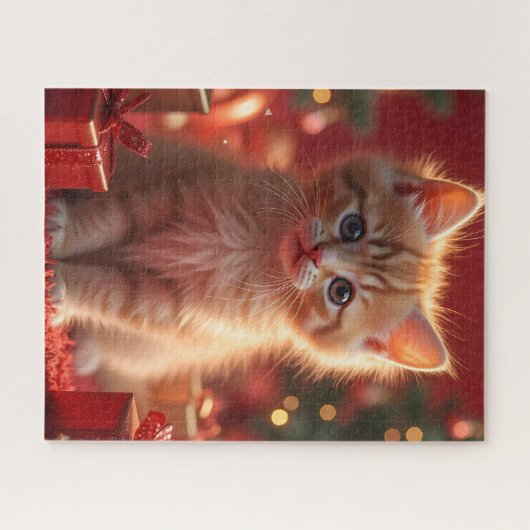 KITTEN GINGER CAT CHRISTMAS JIGSAW PUZZLE ジグソーパズル (横)