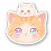 Kitten & Hamster Sticker | Happy Duo Friends シール (正面)