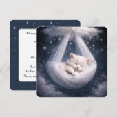 Kitten Hanging from a Tulle Hammock and Cloud 招待状 (正面/裏面)