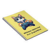 Kitten Holding Game Controller Smiling Gamer Cat ノートブック (右側)