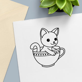 Kitten in a Cup - Cat in a Teacup セルフインキングスタンプ