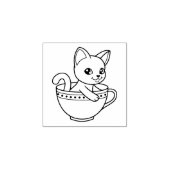 Kitten in a Cup Cat in a Teacup 1x1 ラバースタンプ (インプリント)