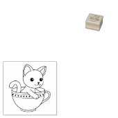 Kitten in a Cup - Cat in a Teacup 1x1 ラバースタンプ (押印)