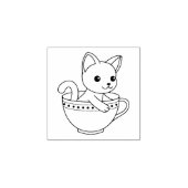 Kitten in a Cup - Cat in a Teacup 1x1 ラバースタンプ (インプリント)