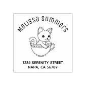 Kitten in a Cup Cat in a Teacup Arch Address ラバースタンプ (インプリント)