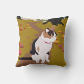 Kitten in a Magical Forest Throw Pillow クッション (裏面)