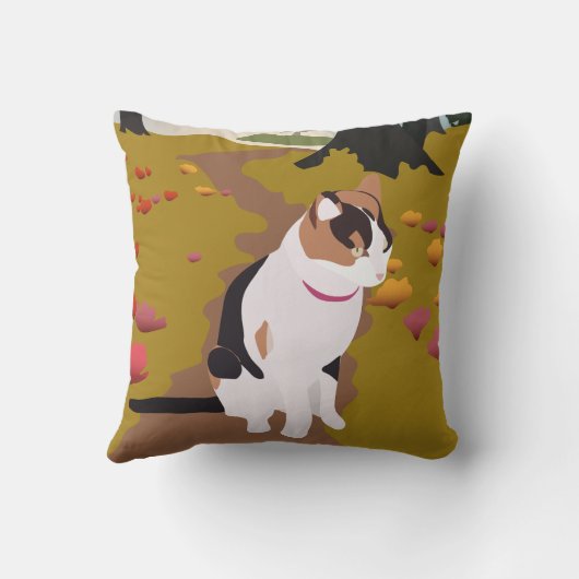 Kitten in a Magical Forest Throw Pillow クッション (裏面)