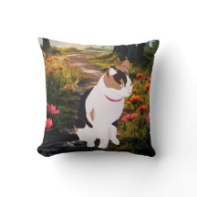 Kitten in a Magical Forest Throw Pillow