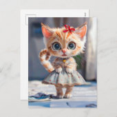 Kitten in Blue Skirt and Blouse シーズンポストカード (正面/裏面)