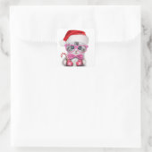 Kitten in Christmas hat スクエアシール (バッグ)