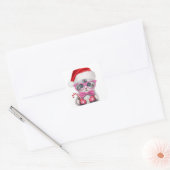 Kitten in Christmas hat スクエアシール (封筒)