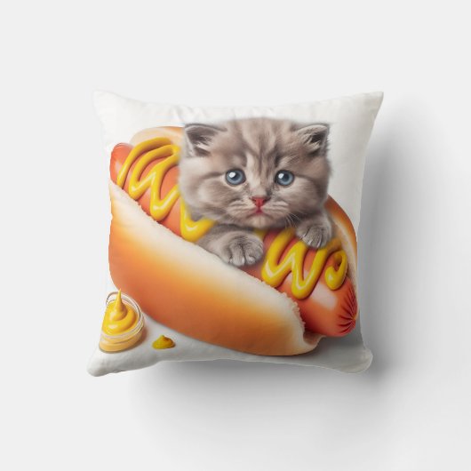 kitten in hot dog with mustard クッション (裏面)