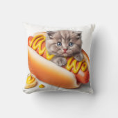 kitten in hot dog with mustard クッション (正面)