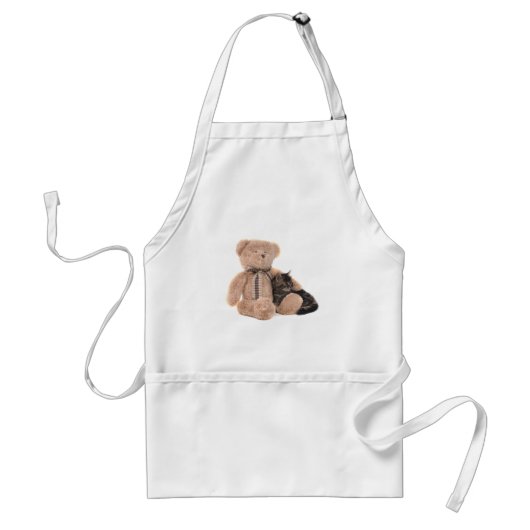 kitten in the arms of a teddy bear スタンダードエプロン (正面)