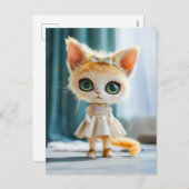 Kitten in White Dress Indoors シーズンポストカード (正面/裏面)