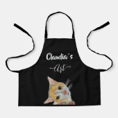 Kitten looking art and name All-Over Print Apron エプロン (正面)