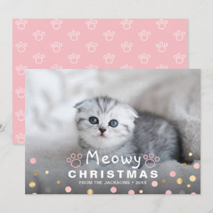 Kitten Meowy Christmas Pet Cat Paws写真 シーズンカード