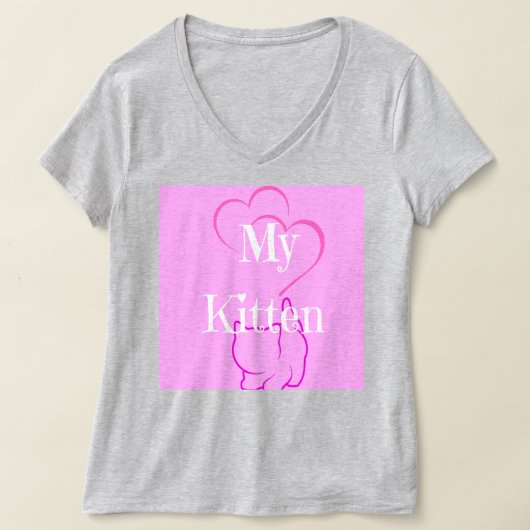 Kitten mom v neck tシャツ (レイダウン)