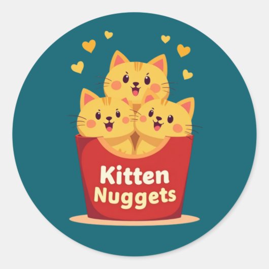 Kitten Nuggets – 100% Cute, Zero Chicken ラウンドシール (正面)