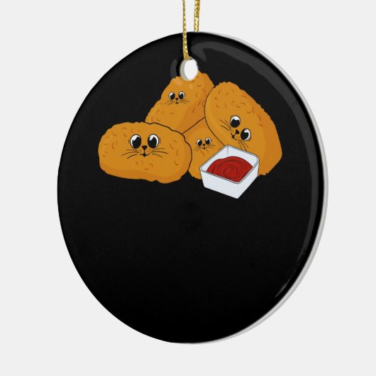 Kitten Nuggets Fast Food CatとChicken Nugget Lo セラミックオーナメント (左)