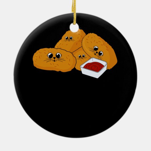 Kitten Nuggets Fast Food CatとChicken Nugget Lo セラミックオーナメント (裏面)