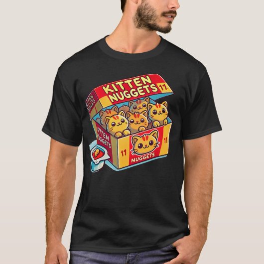 Kitten Nuggets Food Pun Cat Lover Chicken Nuggets Tシャツ (正面)