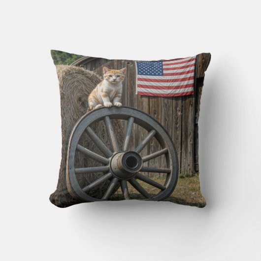 Kitten On an Old Wagon Wheel  クッション (正面)