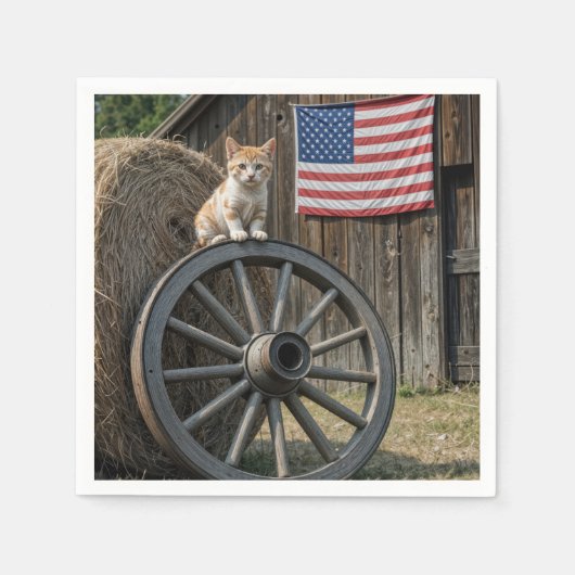 Kitten On an Old Wagon Wheel スタンダードカクテルナプキン (正面)