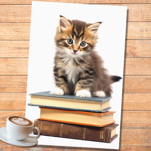 Kitten on Stack of Books 2 Decopage紙 薄葉紙