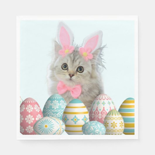 Kitten Photo Bunny Ears  スタンダードランチョンナプキン (正面)