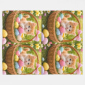 Kitten Photo Easter Eggs Pattern フリースブランケット (正面(横))