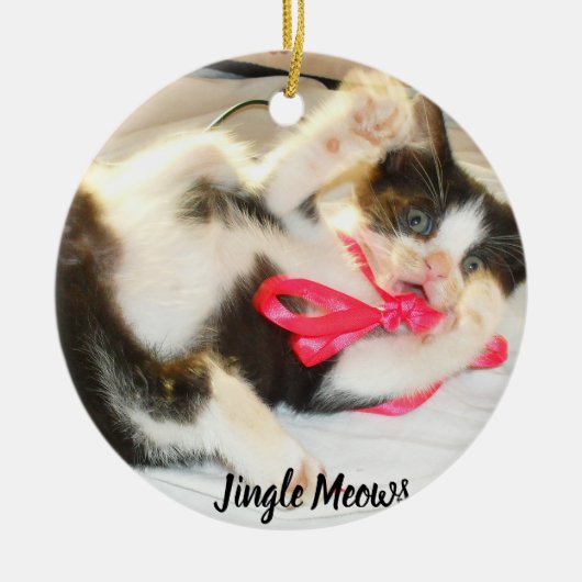 Kitten Photo Text Jingle Meows, Customize,  セラミックオーナメント (正面)