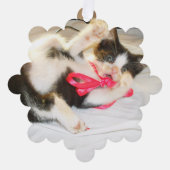 Kitten Photo Text Ornament, Snowflake, Customize, オーナメントカード (正面)