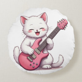 Kitten Playing Guitar ラウンドクッション