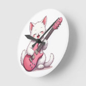 Kitten Playing Guitar ラウンド壁時計 (傾斜)