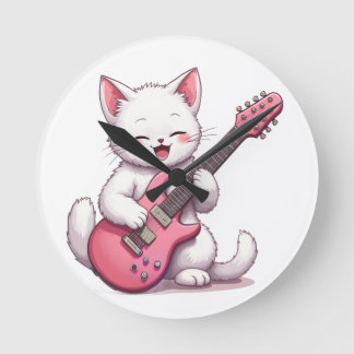 Kitten Playing Guitar ラウンド壁時計