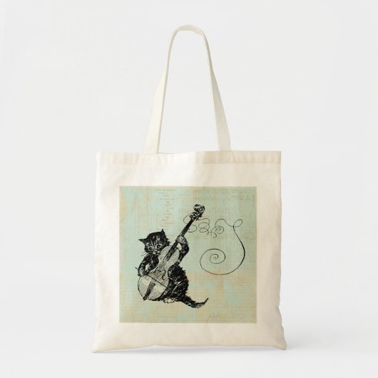 Kitten Playing Violin Teal Music Cat Illustration トートバッグ (正面)