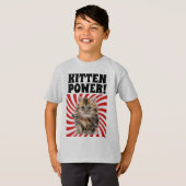 KITTEN POWER、猫Tシャツ、おもしろい子供Tシャツ Tシャツ (正面フル)