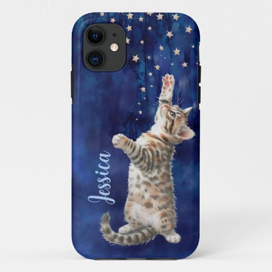 Kitten Reaching for Stars iPhone パーソナライズされた Case Case-Mate iPhoneケース (裏面)