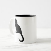 Kitten Sitting Silhouette Cat Black ツートーンマグカップ (正面左)