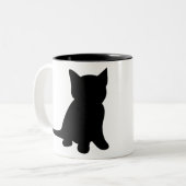 Kitten Sitting Silhouette Cat Black White ツートーンマグカップ (正面左)